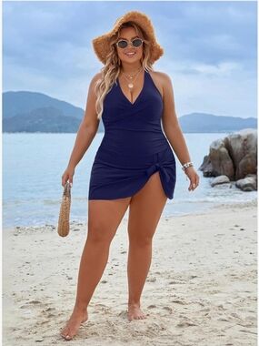 Navy Halter Swimsuit